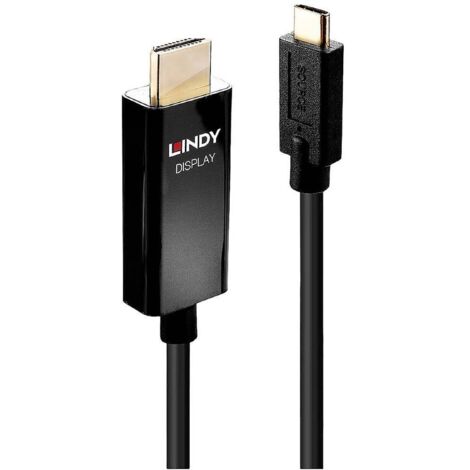 Câble de raccordement LINDY USB-C® mâle, Fiche mâle HDMI-A 1.00 m noir 43291 4K UHD Câble HDMI S218622