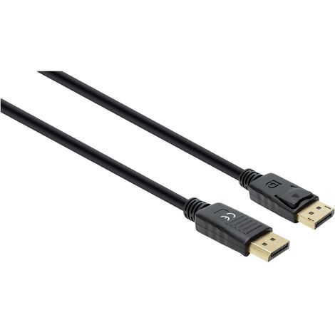 Câble de raccordement Manhattan DisplayPort Fiche mâle DisplayPort, Fiche mâle DisplayPort 2.00 m noir 355575 blindage triple, gaine en PVC, contac S560542