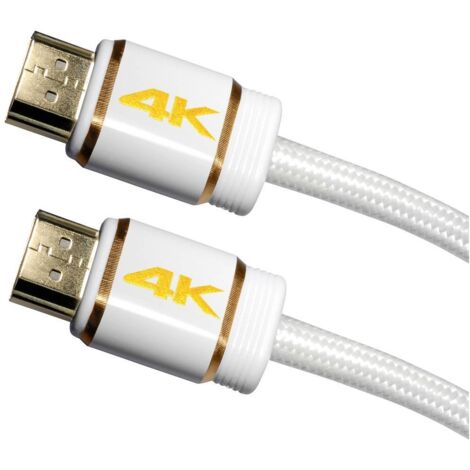 Câble de raccordement Maxtrack HDMI Fiche mâle HDMI-A, Fiche mâle HDMI-A 2.00 m blanc C 216-2 L 4K UHD Câble HDMI X525152