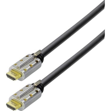 Câble de raccordement Maxtrack HDMI Fiche mâle HDMI-A, Fiche mâle HDMI-A 20.00 m noir C 505-20 L 4K UHD, blindé, canal de retour audio, vissable, X297141