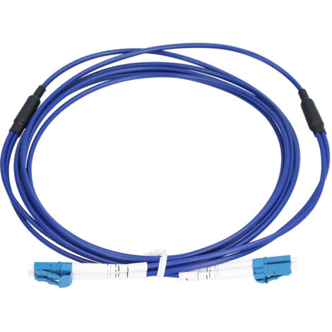 Câble de raccordement optique monomode blindé LC duplex 2 fibres, 5 m, connecteur LC/UPC, couleur bleu