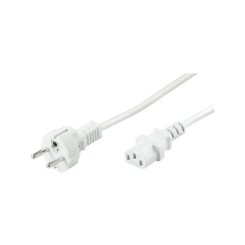 96039 Câble d'alimentation droit pour appareils froids tel que pc, Moniteur, Onduleur (fiche de sécurité selon iec 320 C13) 2,0m blanc (96039)