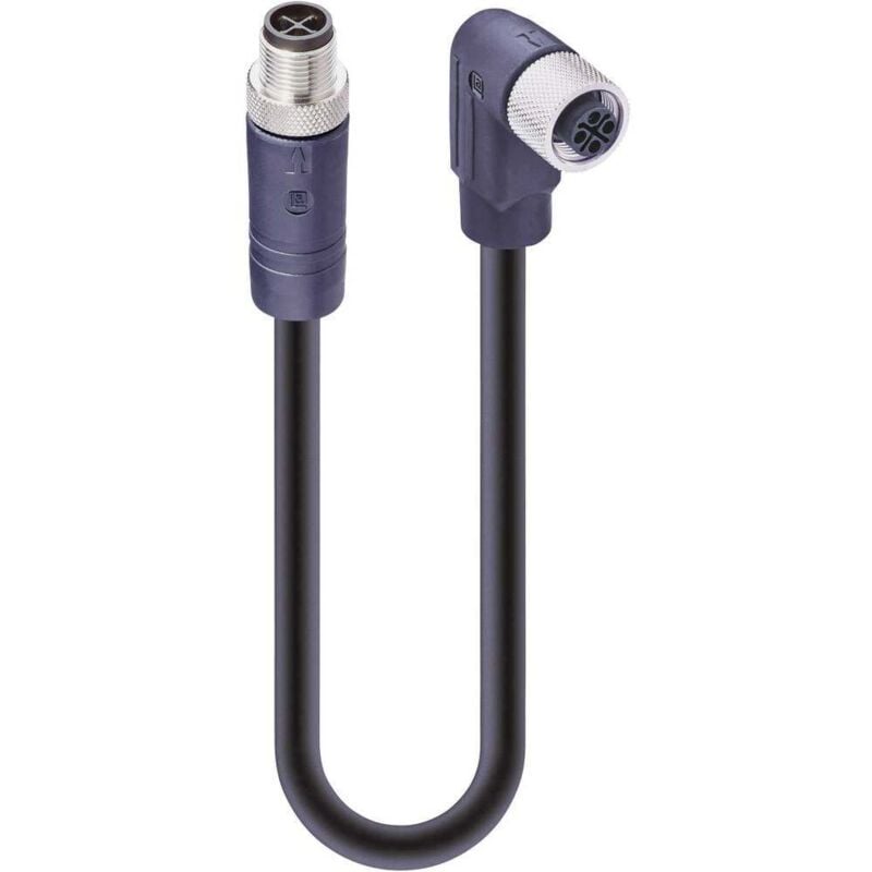Lumberg Automation - Câble de raccordement M12 rst 4S-RKWT 4S-703/2 m sw 934853307 mâle, droit, femelle, coudé 2.00 m Nom
