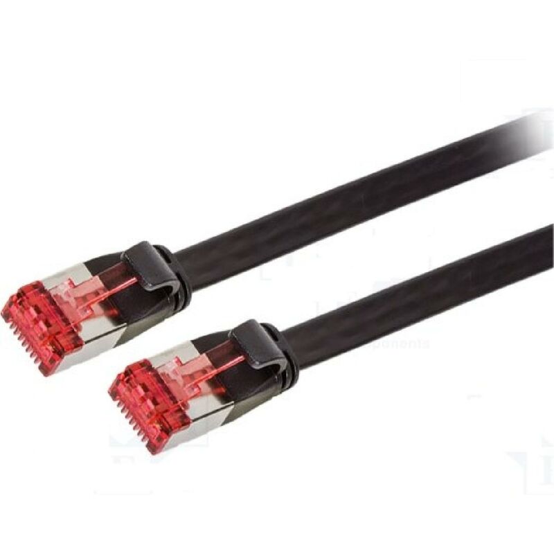 Cable plat RJ45 cat6 blinde uftp 1m - Noir