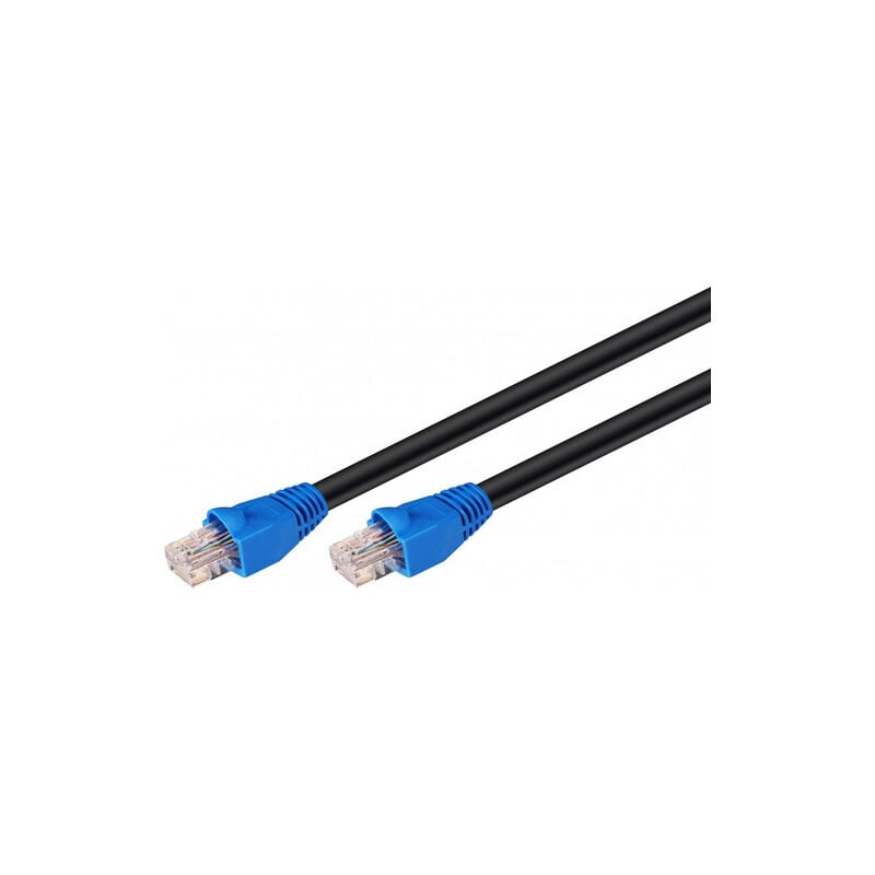 Goobay - cat 6 Câble Patch Extérieur, u/utp, noir, conducteur en aluminium plaqué cuivre (cca), double gaine extérieure (pe). Longueur de câble 50 m