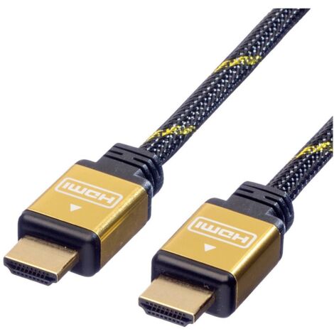 Câble de raccordement Roline HDMI Fiche mâle HDMI-A 5.00 m noir, or 11.04.5505 4K UHD, blindage double, contacts dorés Câble HDMI S307042