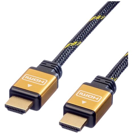 Câble de raccordement Roline HDMI Fiche mâle HDMI-A 5.00 m noir, or 11.04.5565 blindage double, contacts dorés Câble HDMI S347852