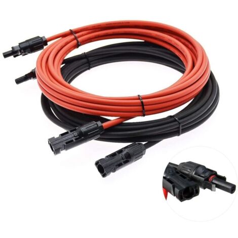 Câble de rallonge - Câble solaire - Rouge/noir - 4mm² - Avec connecteur solaire monté ( 5 m)