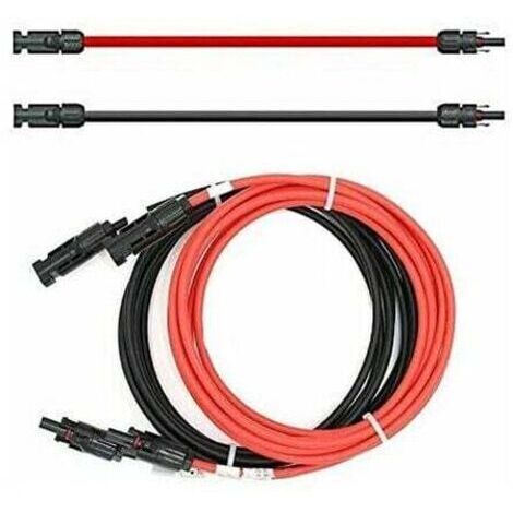 Câble de rallonge - Des deux côtés - Câble solaire - Rouge/noir - 6 mm² - Avec connecteur solaire monté - 1 à 50 m (2 x 5 m)