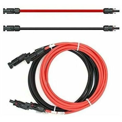 Câble de rallonge - Des deux côtés - Câble solaire - Rouge/noir - 6 mm² - Avec connecteur solaire monté (2x 2m)