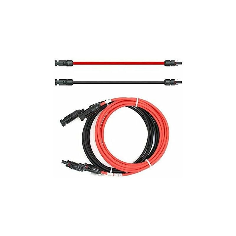 Câble de rallonge - Des deux côtés - Câble solaire - Rouge/noir - 6 mm² - Avec connecteur solaire monté - 1 à 50 m (2 x 5 m)