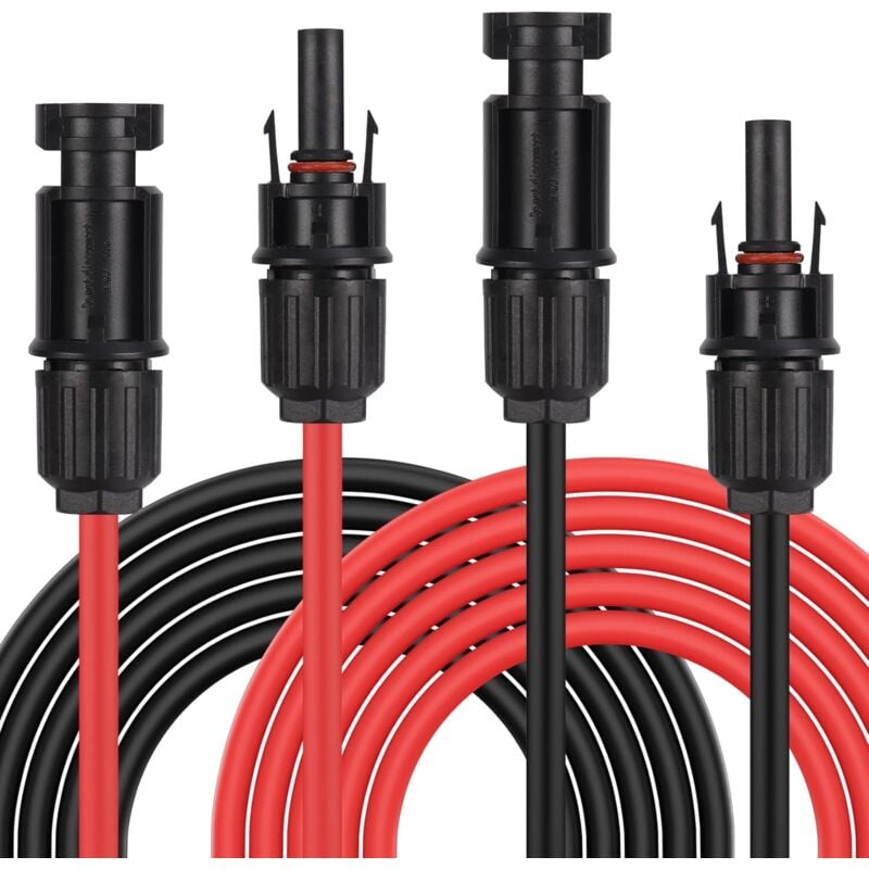 Fitags - Câble de rallonge pour panneau solaire 5m 12 awg, Câble de rallonge solaire 2.5mm², Câble photovoltaïque, avec connecteur mâle et femelle