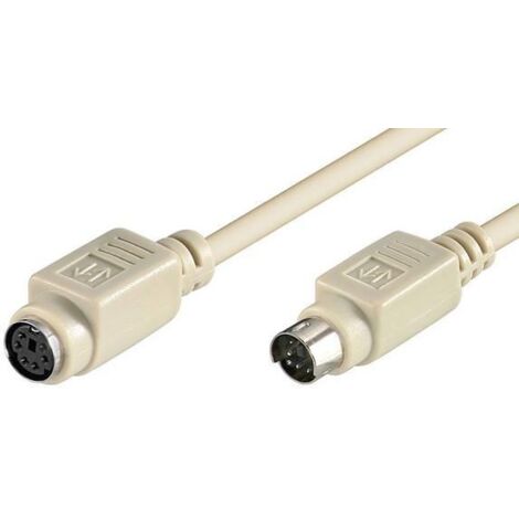 Câble de Rallonge pour Souris/Clavier PS/2, Connecteur mini DIN 6 (PS/2)  Prise femelle mini DIN 6 (PS/2). Longueur de câble 2 m