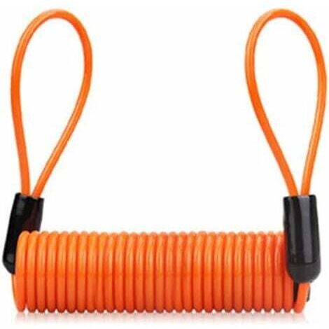 Câble de Rappel de Verrouillage 130CM moto vélo sécurité frein à disque serrure antivol sécurité ressort rappel vélo ressort (Orange)