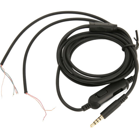 Câble de rechange pour casque gamer avec contrôle de volume et connecteur doré, compatible HyperX, 2 mètres