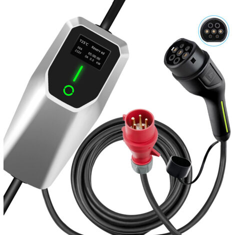 Câble de recharge Type 2 16A 11kW triphasé 6m portable pour Tesla BMW JUNSUN