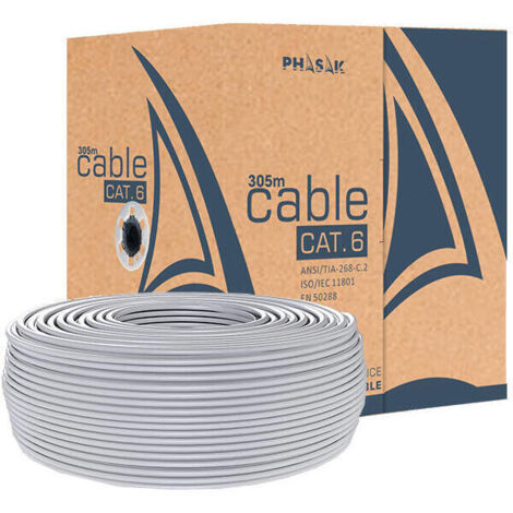 Cable de Red Rígido UTP Categoría 6 Phasak PHR 6301 Gris 305 m