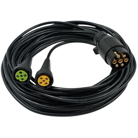 Câble de remorque, 7 broches, 5 m, avec connexion à baïonnette, jeu de câbles, pré-câblé, pour remorque, camion, voiture, noir