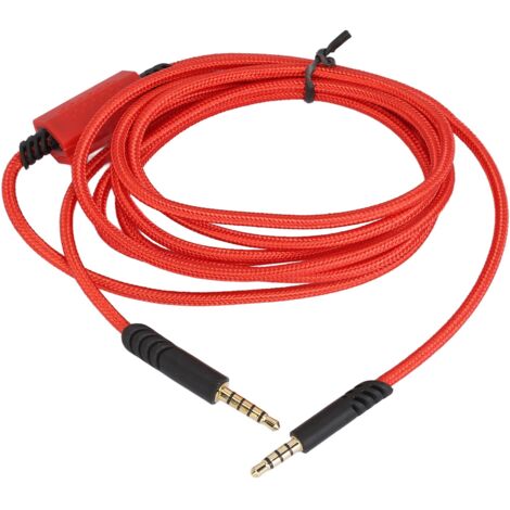 Câble de remplacement pour casque gaming avec interrupteur de contrôle silencieux, compatible Logitech, ASTRO A10, A40, A40 TR, couleur rouge