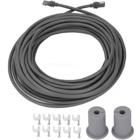 Câble de remplacement RJ45 rectangulaire de 30 pieds pour satellites de troisième génération, câble d’extension étanche, couleur grise