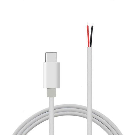 Câble de remplacement USB Type-C Mâle 5V/2A pour bande LED DIY - Connecteur 2 broches