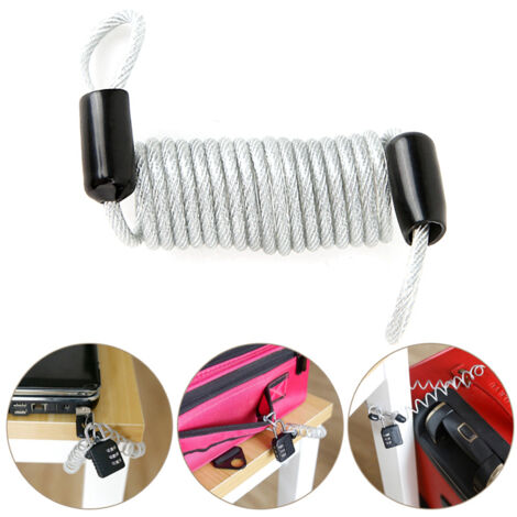 Câble de sécurité en acier à ressort pour vélo, casque et valise