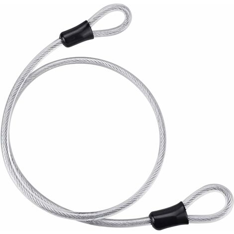 Cable de Sécurité en Acier1.2M Cable Antivol en Spirale Cable en Acier Tressé à Double Boucle Cable de Sécurité à Boucle pour Vélo, Bicyclette, Moto