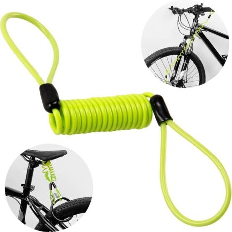 Cable de seguridad para motocicleta, cable recordatorio de bloqueo, cable de seguridad para candado de disco, robusto y duradero, compatible con motocicletas, scooters y bicicletas, amarillo.