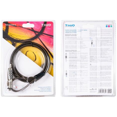 Cable de Seguridad Tipo NANO para Portátiles TooQ TQCLKC0035-G/ 1.5m
