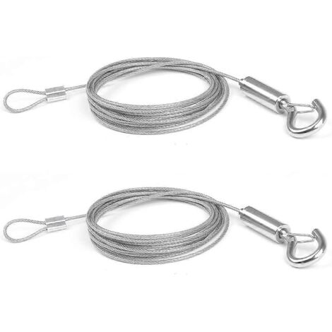 Câble de suspension pour tableau de 2 m, diamètre 1,5 mm, avec œillet et crochet. Câble robuste en acier inoxydable réglable pour éclairage/lampe, miroir. Supporte jusqu'à 30 kg (2 pièces).-AquaForge