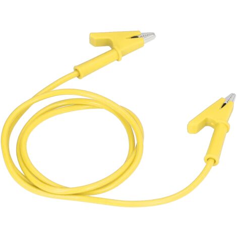 Câble de Test avec Pinces Crocodile Double Extrémité 10mm pour Batterie Véhicule Jaune