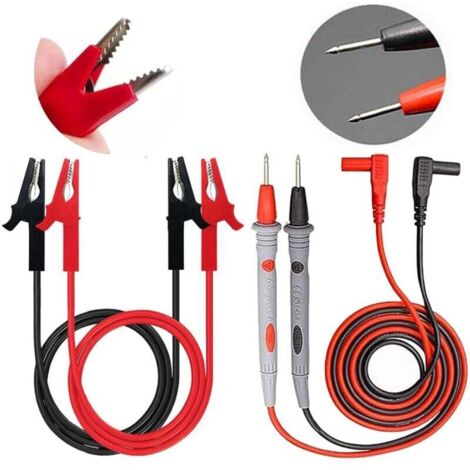 Cable de Test pour Multimètre, Kit de Fils de Test pour Multimètre Contient des 4 pièces Pinces Crocodiles /Cable deTest pour Multimètre