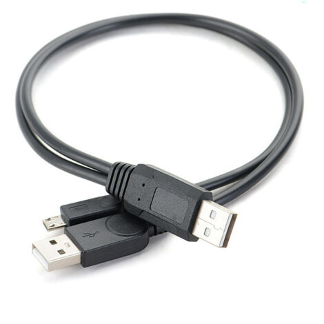 Câble de transfert de données USB vers Micro USB mâle, alimentation auxiliaire pour disque dur externe, câble adaptateur de données à trois connecteurs.