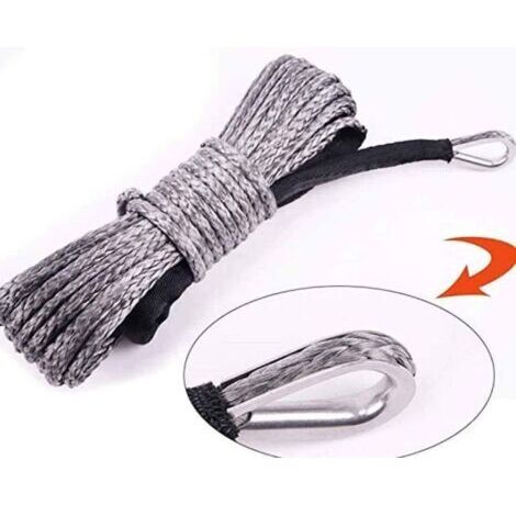 Câble de treuil synthétique 6mm x 15m – Charge 7700lbs – Résistance aux UV et intempéries – Pour treuils SUV, ATV, camions
