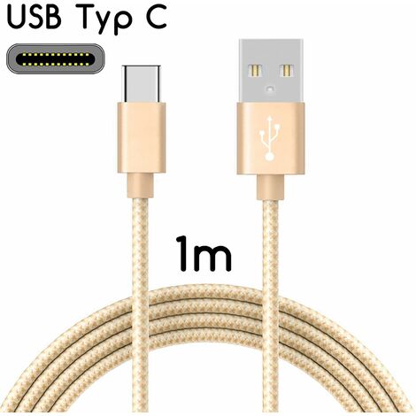 cable de type c Cable de charge en nylon avec connecteur Type-C / 1 m or LangRay