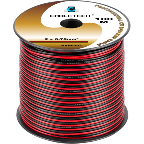Câble d'enceinte 0,75 mm² CU noir et rouge 100 m Cabletech