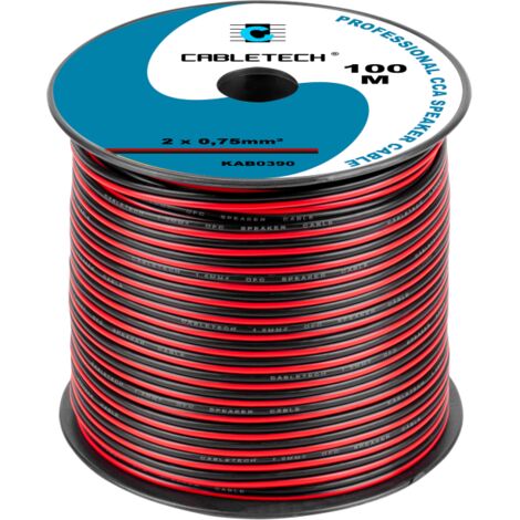 Câble d'enceinte, fil d'enceinte, 2 x 0,75 mm HQ, 100 m Cabletech