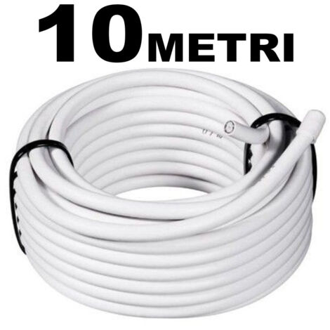 Câble D'extension 10mt Coaxial Antenne Tv Numérique Terrestre 75ohm Câblé Blanc