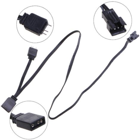 Câble d'extension ARGB 5V 3 broches pour ventilateurs, compatible AURA et MSI