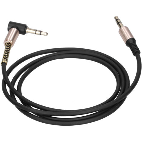 Câble d'extension audio aux pour voiture, coudé 3.5mm mâle à mâle, stéréo, 1m/3.3ft, noir