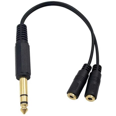Câble d'extension audio en Y 6,35 mm avec répartiteur : prise mâle 6,35 mm vers 2 ports femelles 3,5 mm