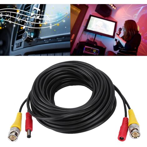 Câble d'extension BNC et DC pour caméras de surveillance, 10 m, noir, vidéo et alimentation combinés