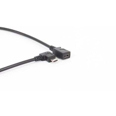 Câble d'extension coudé à 90° à gauche, micro mâle vers femelle, pour la charge de données des téléphones Android.