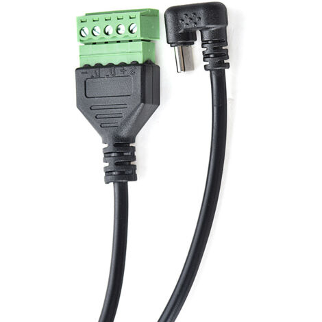 Câble d'extension coudé de type C mâle sans soudure pour la charge de données vers borne enfichable à 5 broches avec câblage vert