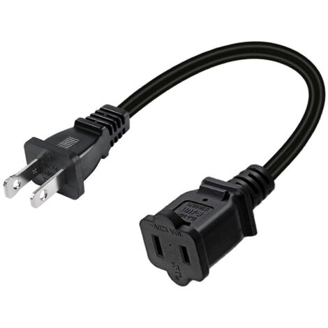 Câble d'extension d'alimentation 2x18AWG avec fiches droites/angulaires - 3 mètres