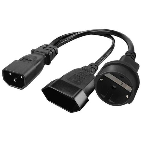 Câble d'extension d'alimentation AC IEC320 C14 vers EU4.8mm+EU4.0mm, 32cm