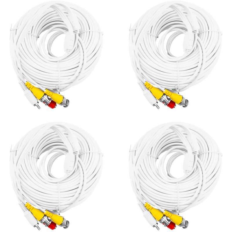 Câble d'extension de caméra vidéo de surveillance 20 mètres bnc power rca 4 pieces