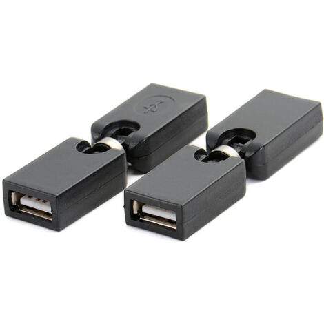 Câble d'extension de charge et de données USB femelle-femelle rotatif à 360° avec adaptateur pour ordinateur et connecteur AF-AF.