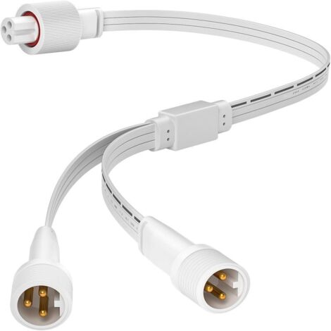 Câble d'extension en forme de Y pour éclairage extérieur, indice de protection IP68, compatible avec les autres systèmes d'éclairage extérieur permanent (1 femelle vers 2 mâles en forme de Y)