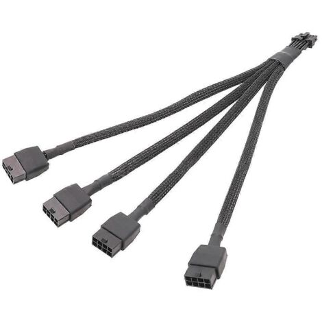 Câble d'extension gainé PCI-e 4x8 broches vers PCI-e 5.0 16 broches (12+4) 12VHPWR